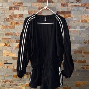 Brand New Never Worn - Free People Black Romper with White arm stripes